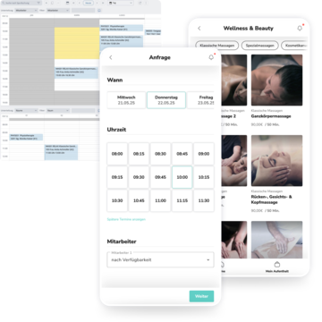 Beispielansicht von Spa-Buchungen über die App