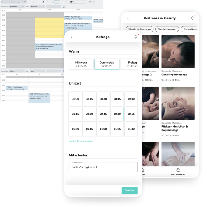 Beispielansicht von Spa-Buchungen über die App