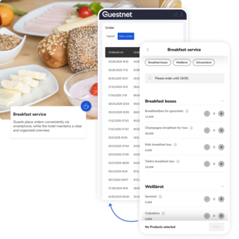 Ansicht des Frühstückservice in der App