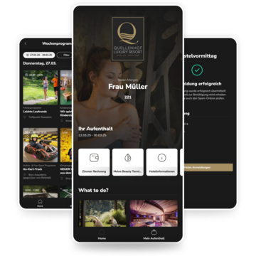 Beispielansicht Startseite vom Hotel Quellenhof in der App